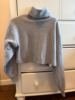 Aritzia Cropped Turtleneck Sweater - Light Gray